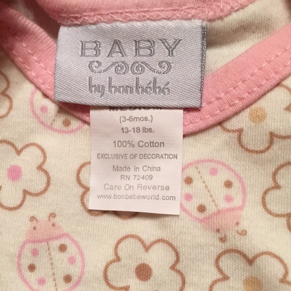 Baby by bon bébé 3-piece set: bodysuit/onesie, bib & pants for baby girl 3-6 mo - Picture 5 of 6